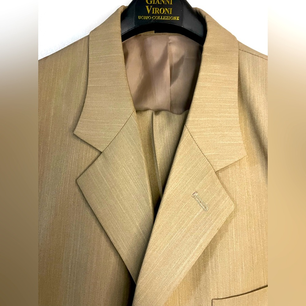 Gianni Vironi Suit Men’s 42L35W 2pc Vintage Blazer Pleated Pants Complete